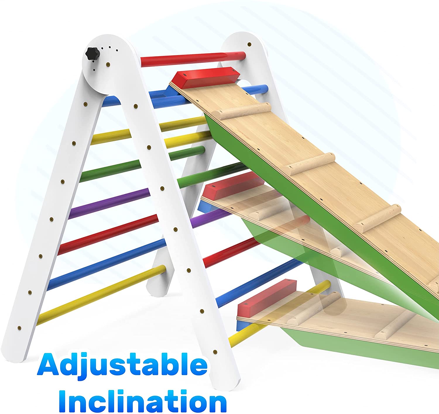 Montessori Pikler Kletterdreieck mit Rutsche - Bunt