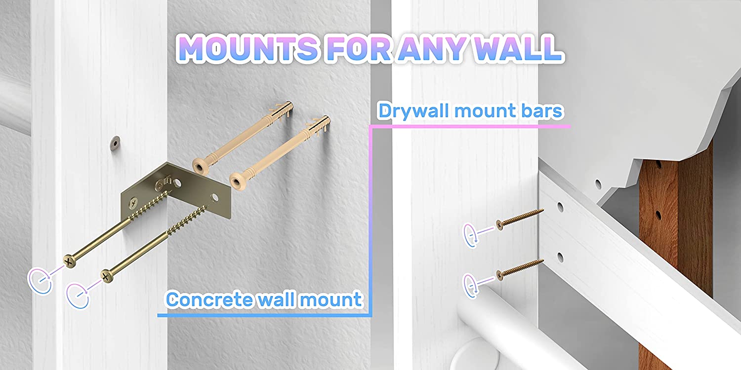 Kinder Sprossenwand (Kletterwand) mit Rutsche aus Holz weiß - KINDER 3