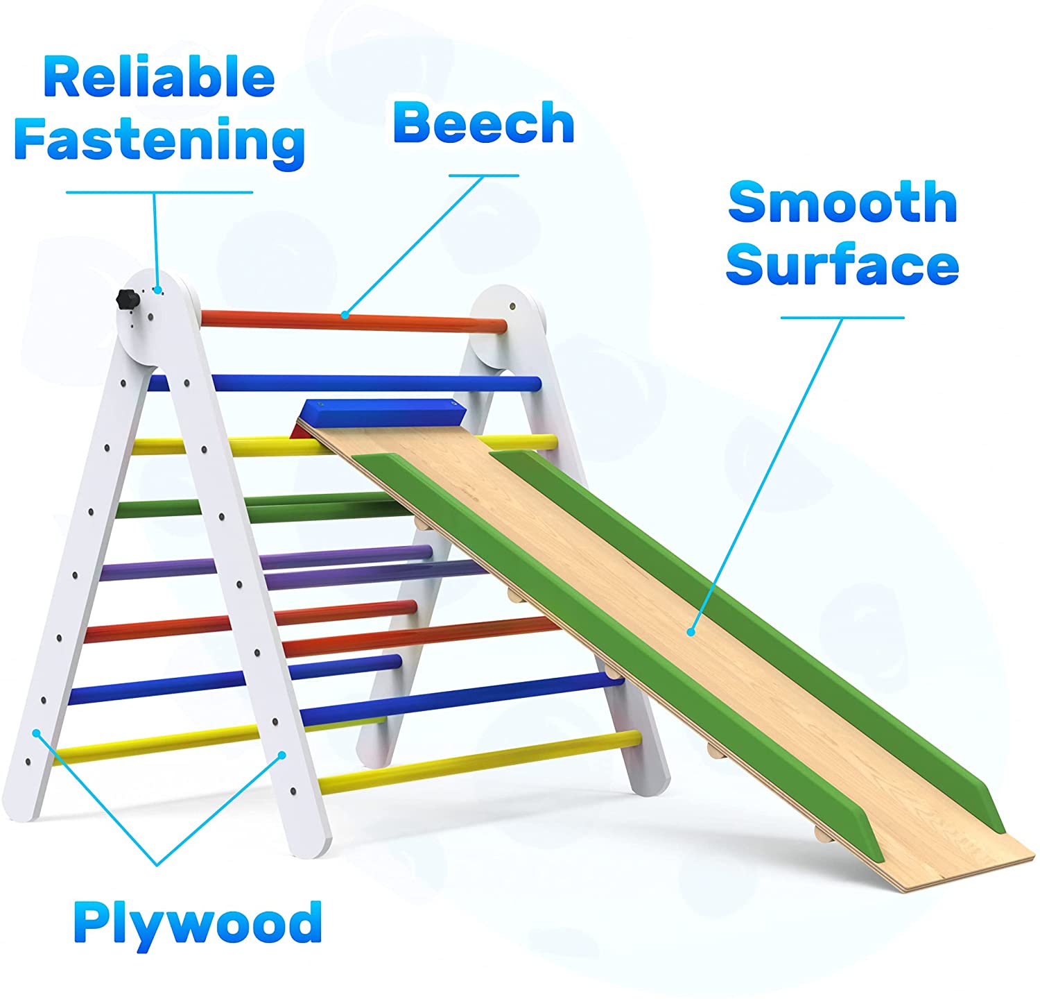 Montessori Pikler Kletterdreieck mit Rutsche - Bunt