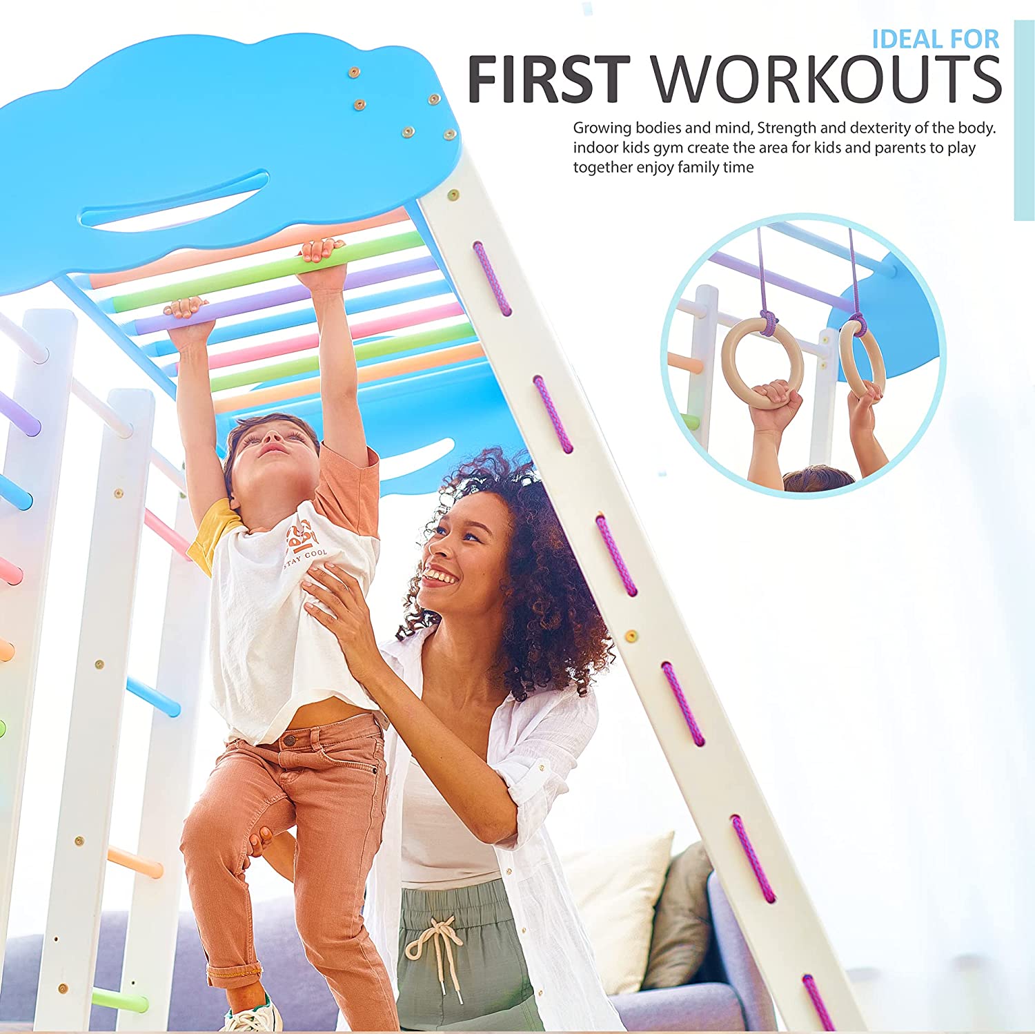 Indoor Klettergerüst (Spielplatz) mit rutsche für Kleinkind - Akvarelka Cloud