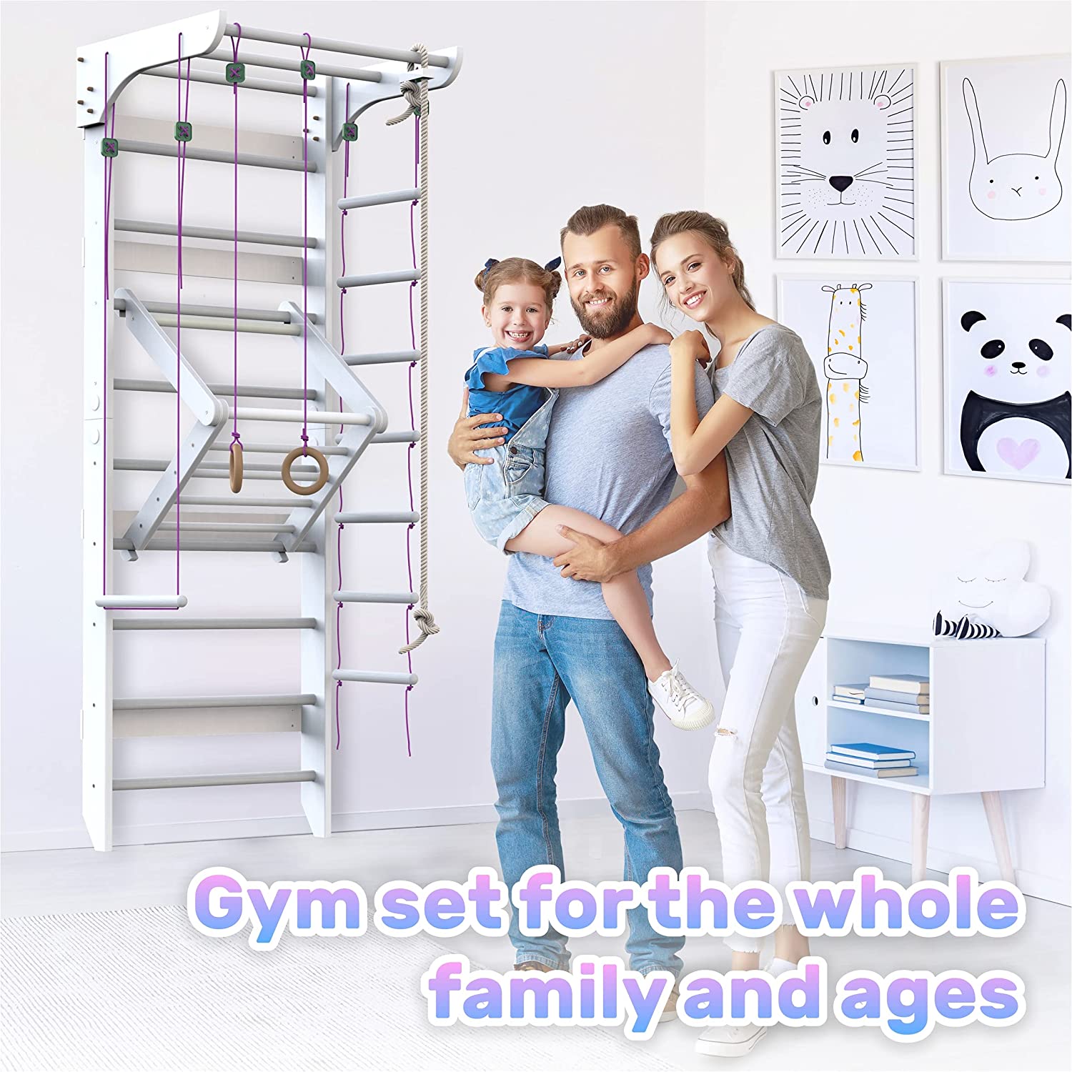 Wooden Swedish Ladder Wall Set KINDER-4