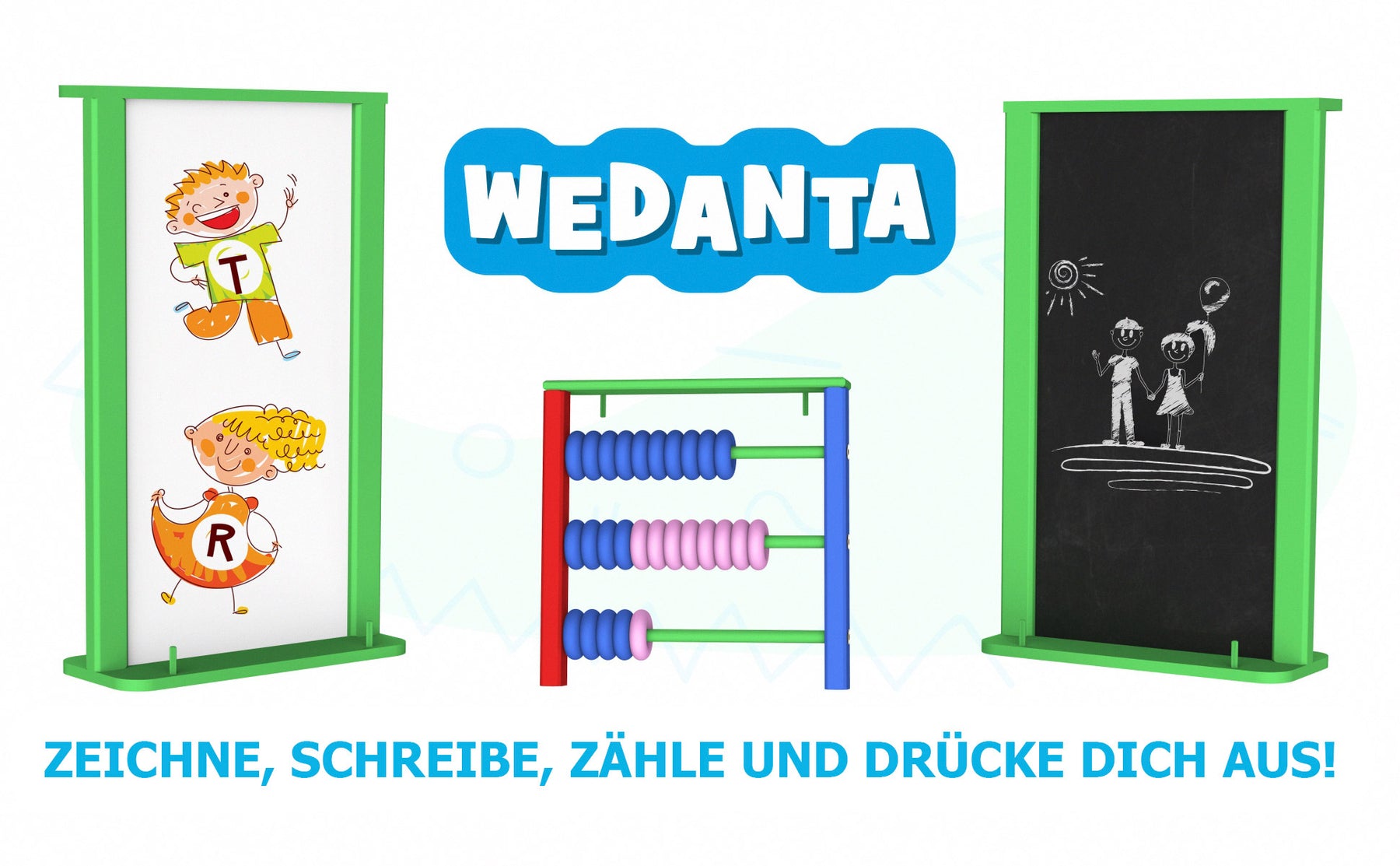 Tableau blanc pour enfants et tableau noir avec boulier classique en bois pour enfants