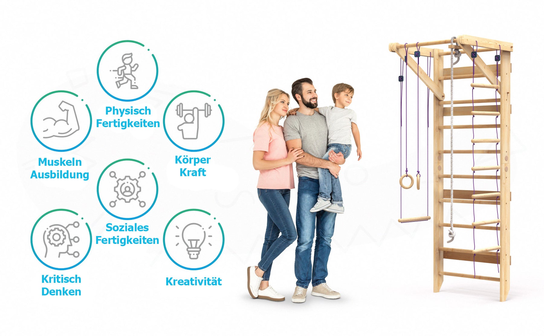 Wooden Swedish Ladder Wall Set Sport-3