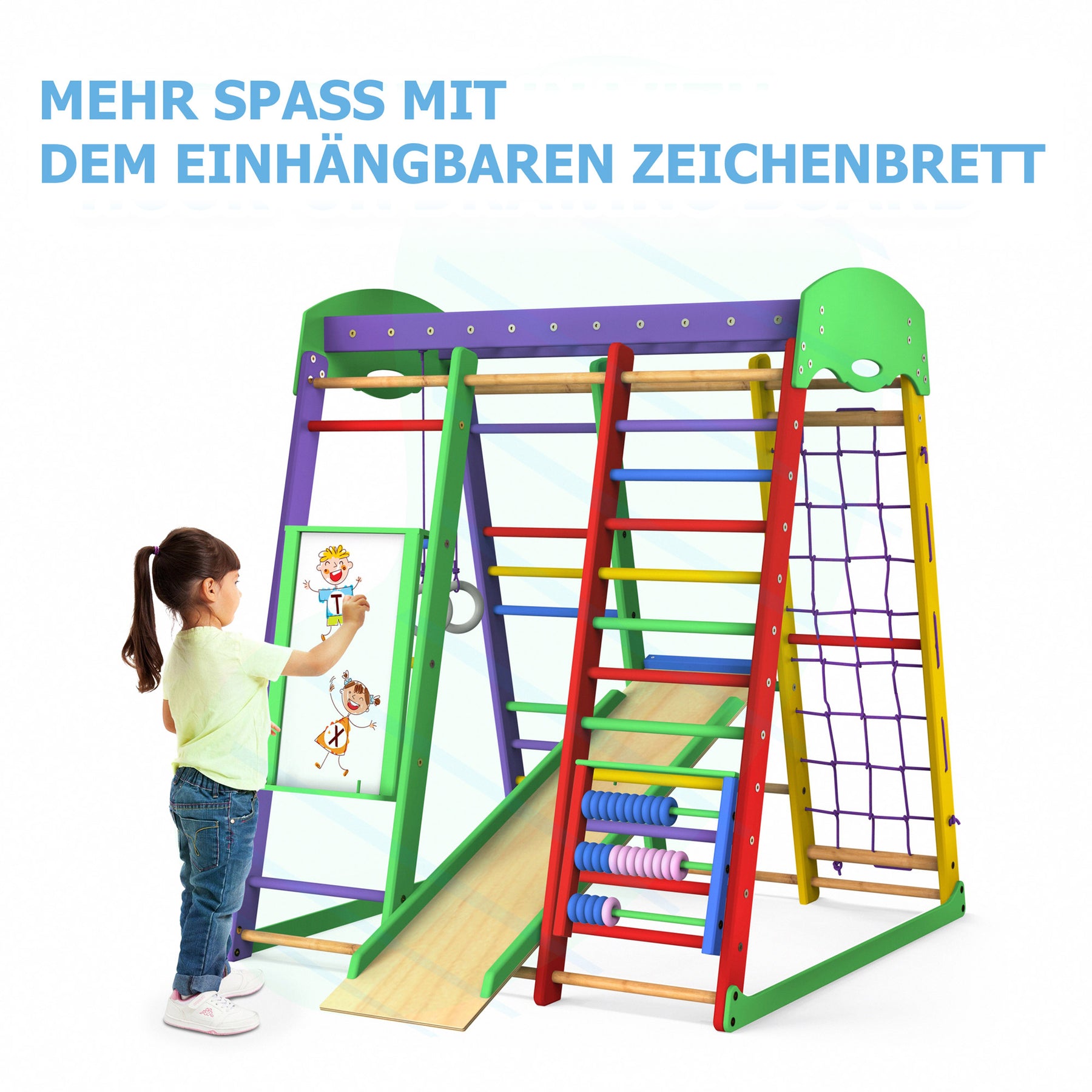 Tableau blanc pour enfants et tableau noir avec boulier classique en bois pour enfants