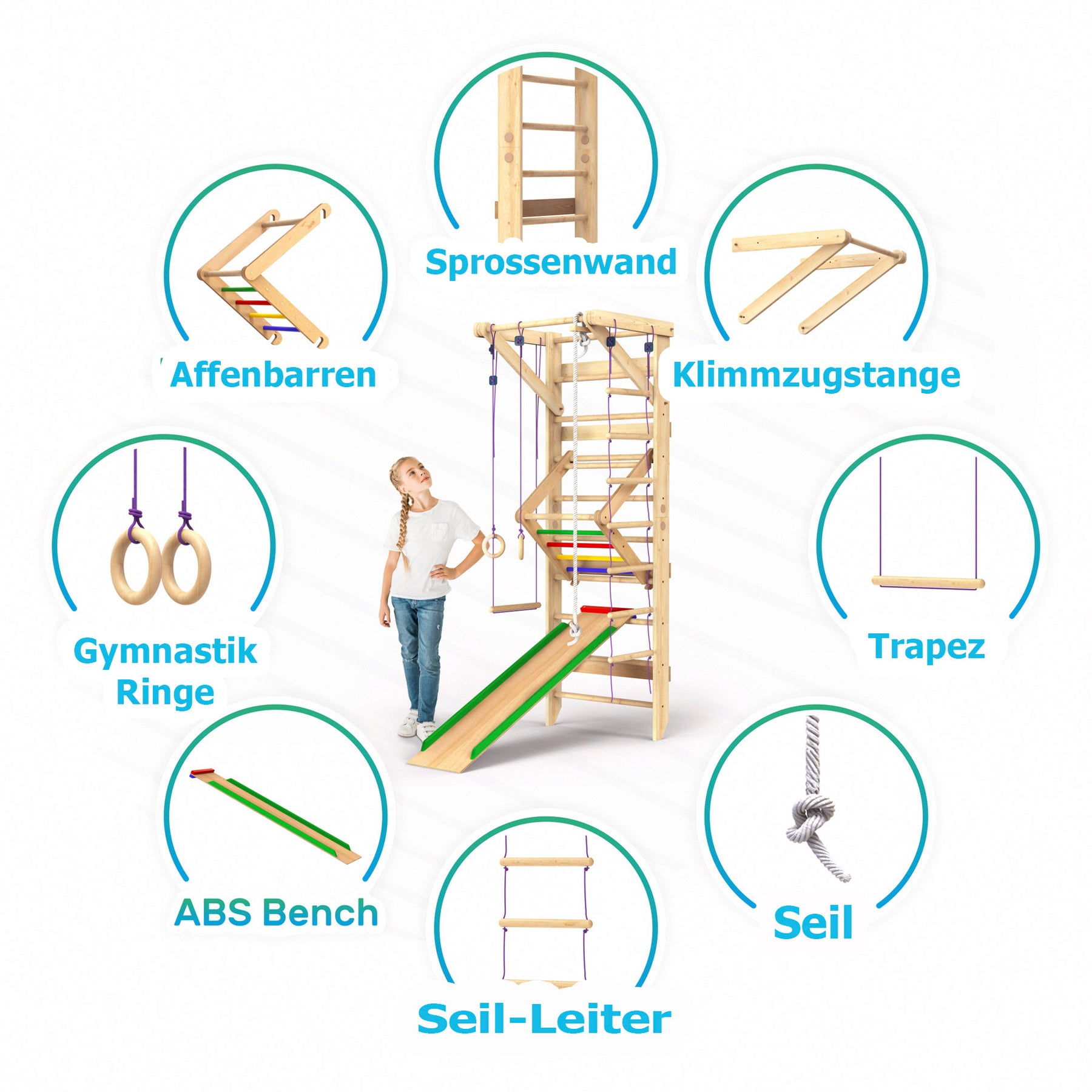 Wooden Swedish Ladder Wall Set Sport-3