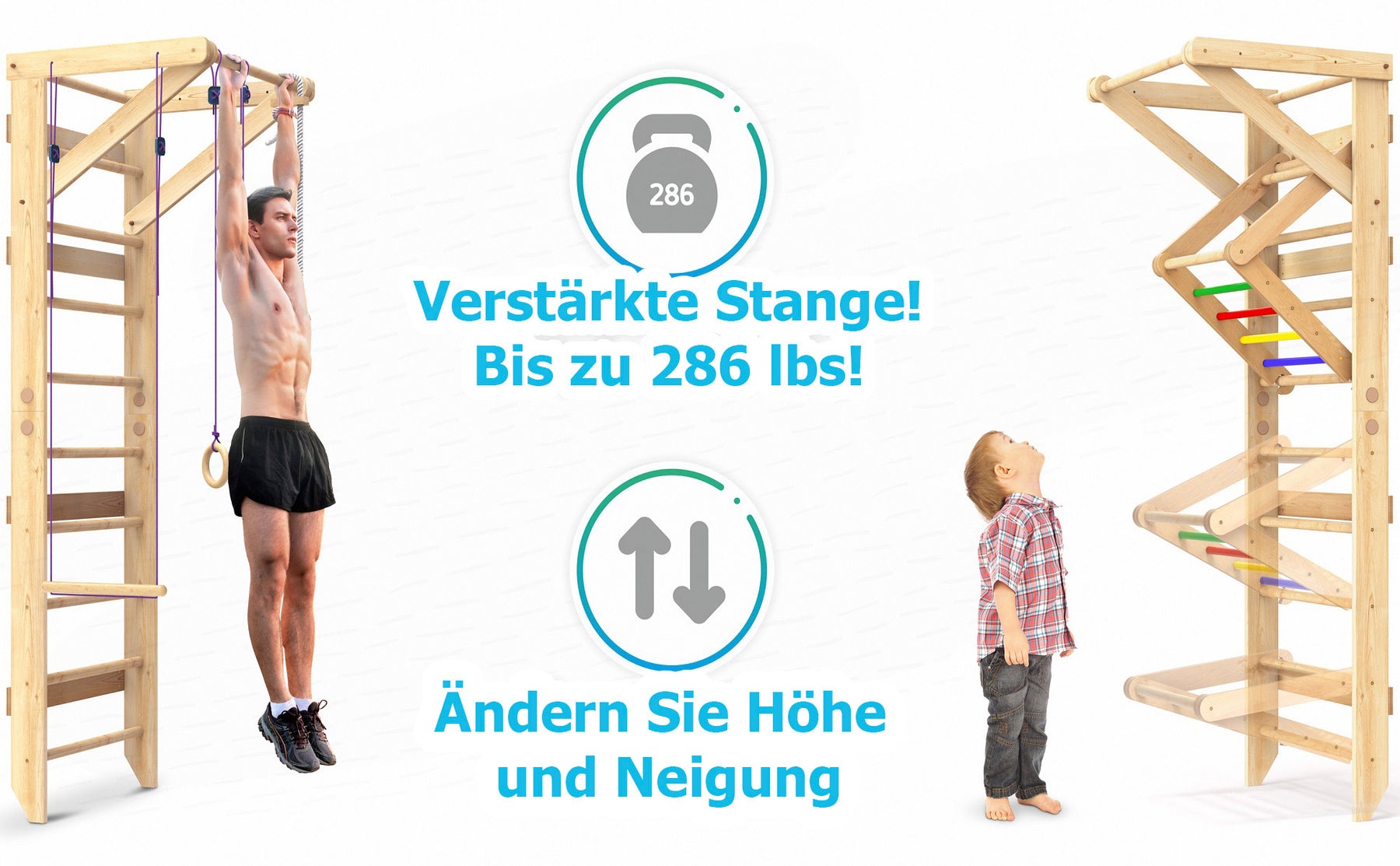 Wooden Swedish Ladder Wall Set Sport-3