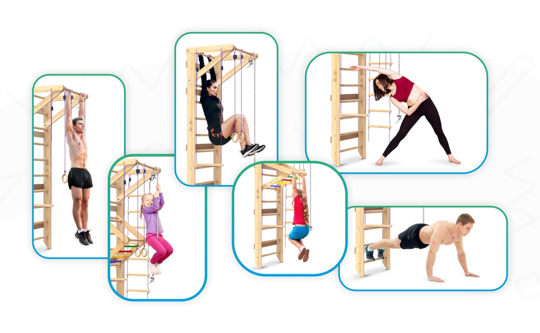 Kinder Sprossenwand (Kletterwand) aus Holz bunt - Sport 4