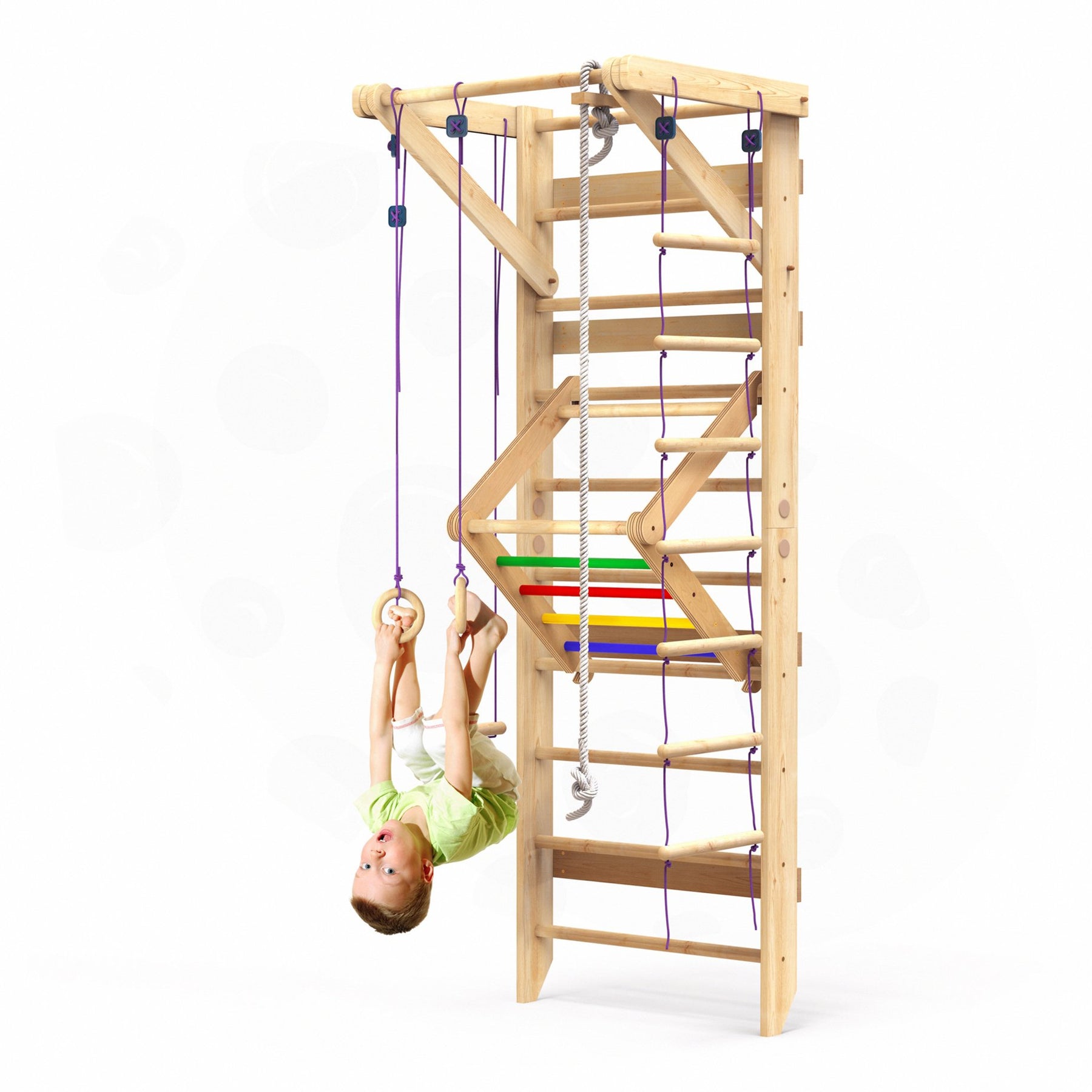 Kinder Sprossenwand (Kletterwand) aus Holz bunt - Sport 4