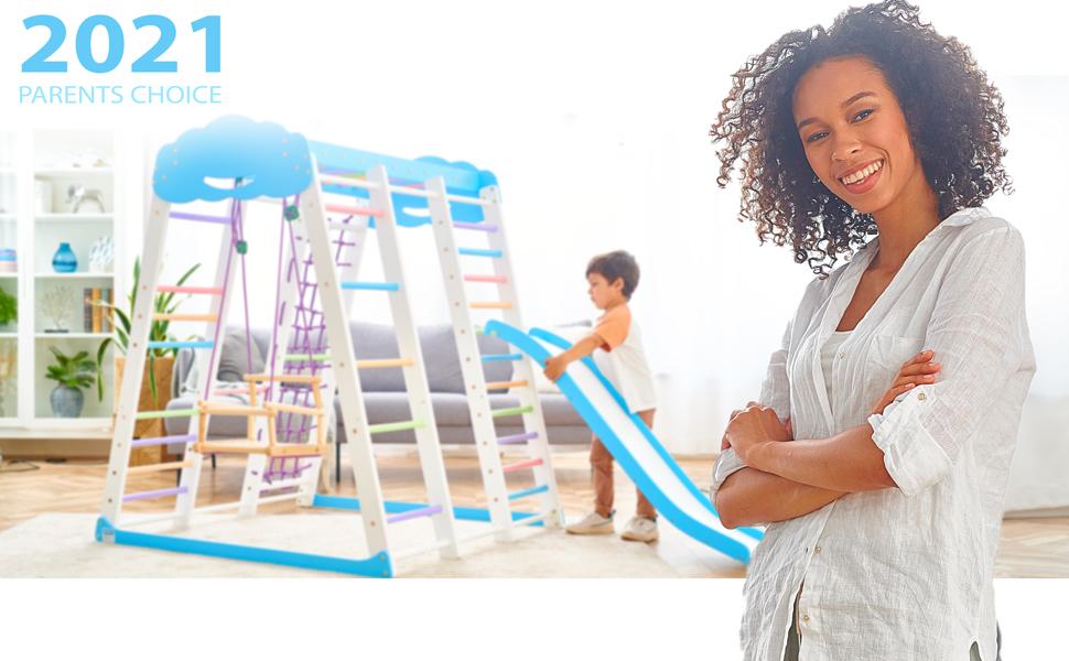 Indoor Klettergerüst (Spielplatz) mit rutsche für Kleinkind - Akvarelka Cloud