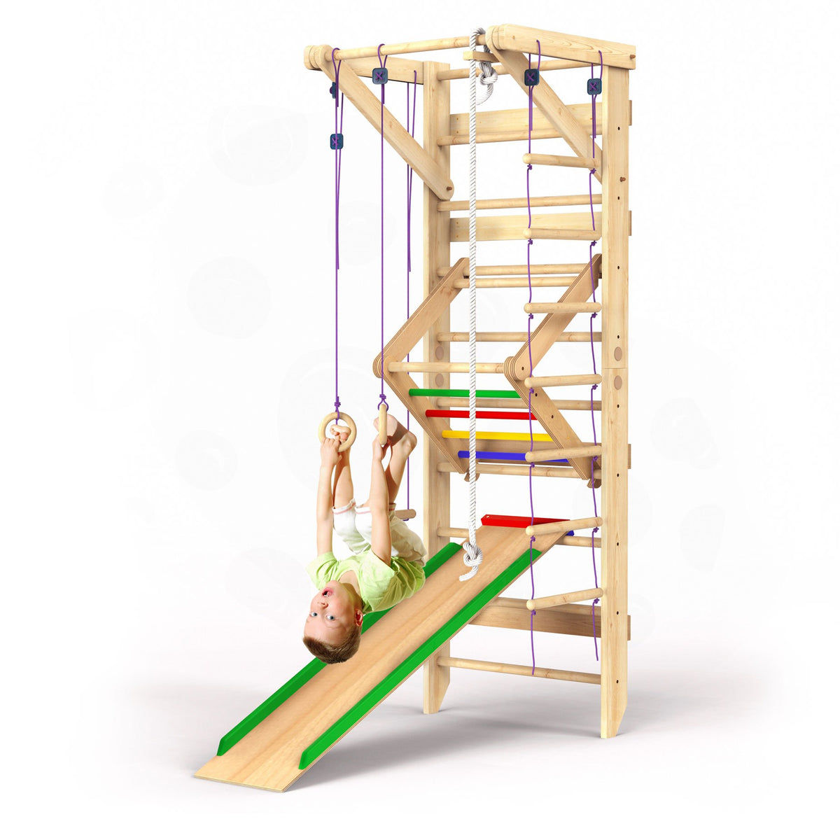 Ensemble mural échelle suédoise en bois Sport-3