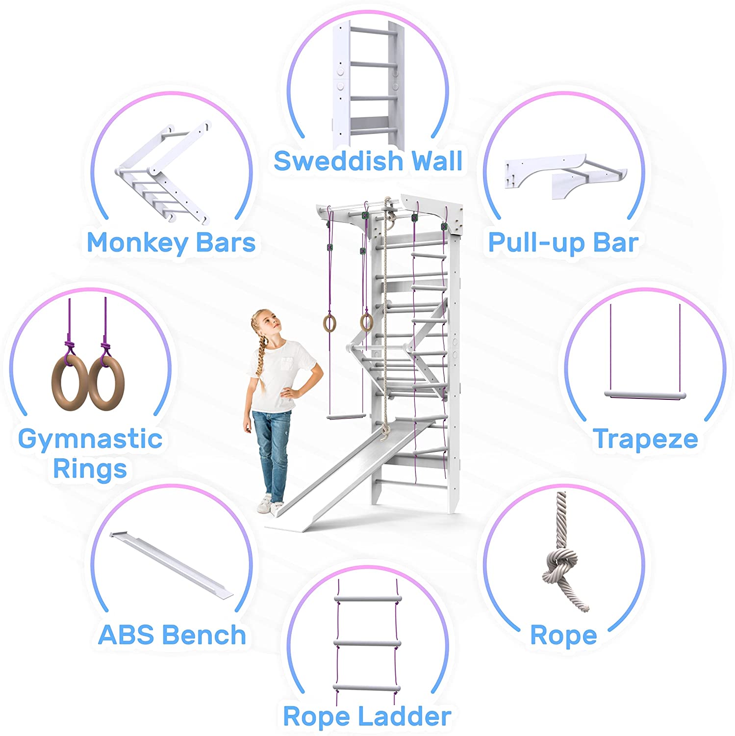 Wooden Swedish Ladder Wall Set KINDER-3