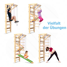 Kinder Sprossenwand (Kletterwand) mit Rutsche aus Holz bunt - Sport 3