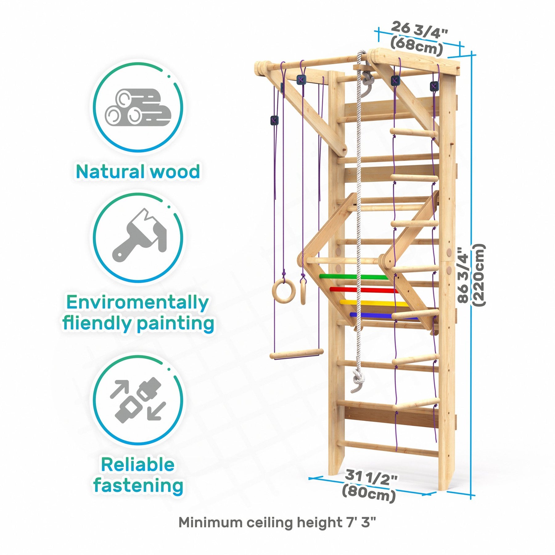 Wooden Swedish Ladder Wall Set Sport-4