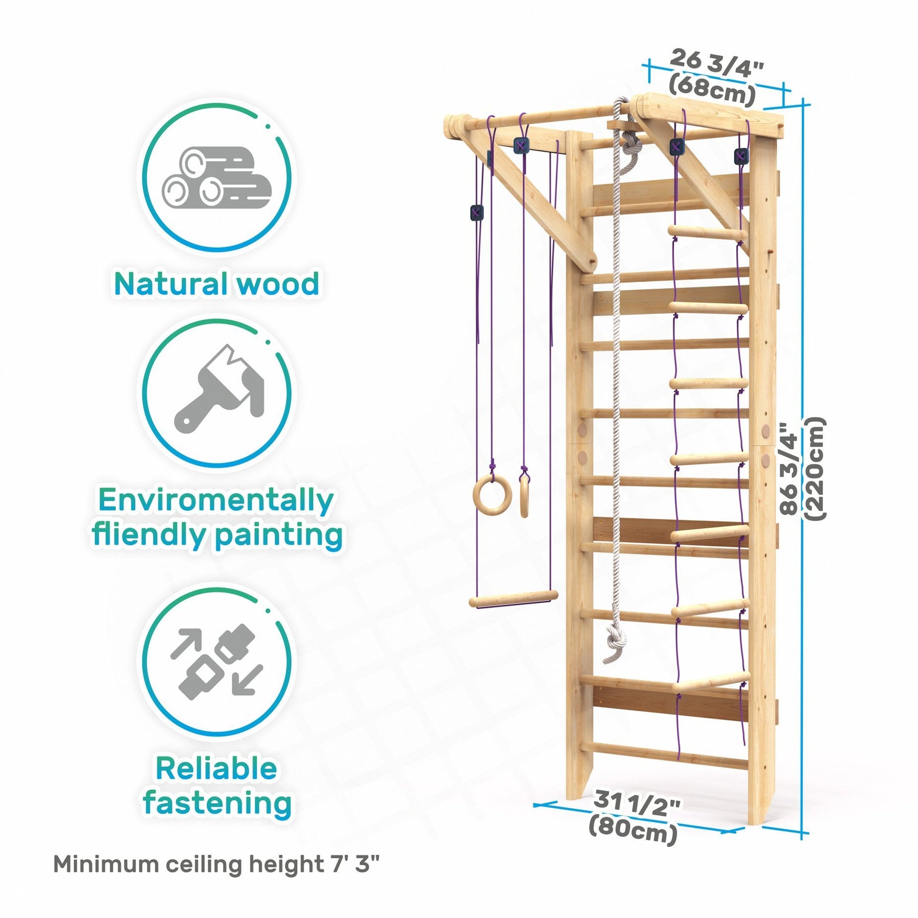 Wooden Swedish Ladder Wall Set Wall Sport-2